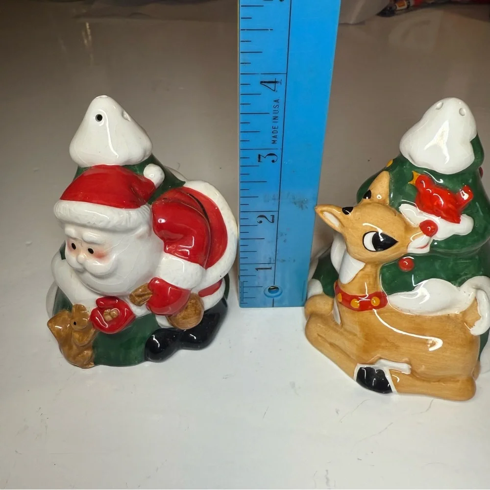 LENOX Rudolph The Red Nosed Nose Reindeer/Santa Claus Salt & Pepper Shakers 2002 - Picture 8 of 8